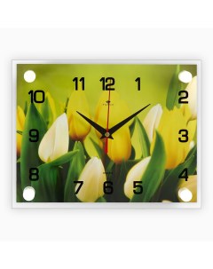 Часы Тюльпаны 6х27х21 см Рубин