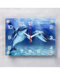 Часы Дельфины 27х21х5 см Рубин