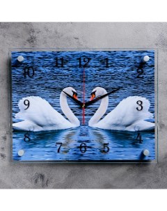 Часы Пара лебедей 42х32х5 см Рубин