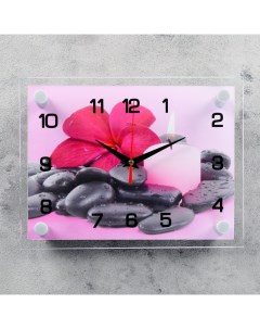 Часы Цветок на камешках 27х21х5 см Рубин