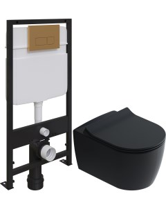 Комплект Унитаз подвесной Ноттвиль SETK3104 2616 безободковый с микролифтом черный Система инсталляц Stworki