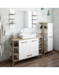 Мебель для ванной комнаты Ингрид 120 см напольная белая вяз швейцарский Sanflor
