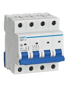 Автоматический выключатель модульный NB1-63 4P 10А тип C 6 кА 400 В (179740) Chint
