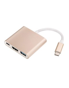 Переходник для Macbook Type C HDMI USB PC розовый Nobrand