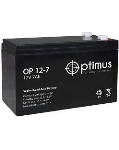 Optimus OP1207 Батарея 12V 7Ah для охранно пожарных систем Powercool