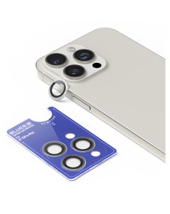 Защитное стекло для камеры iPhone 15 Pro Max Sapphire metal armored 3 шт Silver Blueo