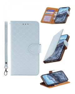 Чехол на Samsung S23 Kruche Flip Royal view голубой книжка с карманом для карт с ремешком