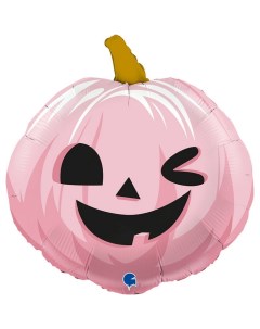 Шар фольгированный 22 Тыква на Хэллоуин фигура цвет розовый Grabo
