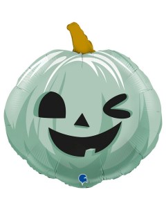 Шар фольгированный 22 Тыква на Хэллоуин фигура цвет зелёный Grabo