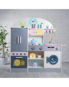 Игровой набор Кухонный модуль Счастье с деревянной посудой Nobrand