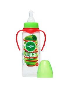 Бутылочка для кормления Яблочный сок 250 мл цилиндр с ручками Mum&baby