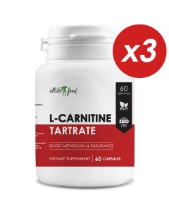 Л Карнитин Тартрат 100 Pure L Carnitine Tartrate 3 шт по 60 капсул Atletic food