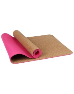 Коврик для йоги квадраты с пробкой pink 183 см 6 мм Sangh