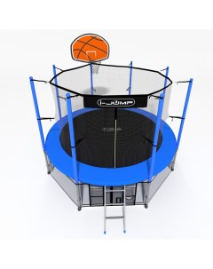 Батут Basket с сеткой и лестницей 366 см blue I-jump
