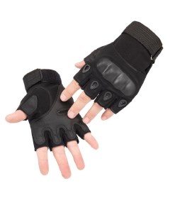 Перчатки тактические с карбоновой защитой без пальцев цвет черный размер M Bambucho