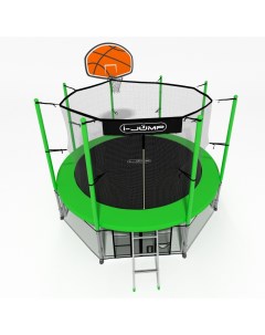 Батут Basket с сеткой и лестницей 366 см green I-jump