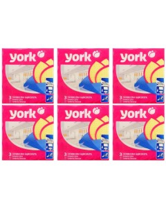 Салфетки для уборки губчатые влажные 3шт уп 6 уп York