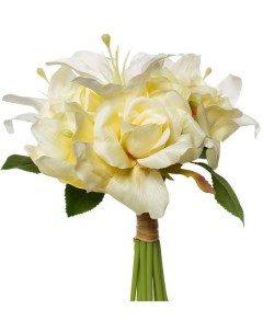 Букет розы лилии желто белый Высота 30 см Garda decor