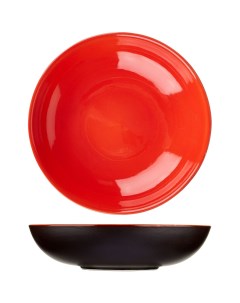 Тарелка Шала Кармин глубокая 210х210мм керамическая красно черный Дымов