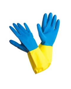 Перчатки латексные синие желтые размер 8 М 12 уп Bicolor
