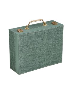 Шкатулка кожзам для украшений Зеленая комбинированная чемодан 8х18х23 см Sima-land