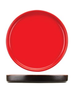 Тарелка Кармин с бортом 200х200х25мм керамическая красно черная Дымов