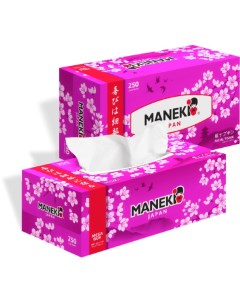 Салфетки бумажные SAKURA с ароматом сакуры 2 слоя белые 250 шт Maneki