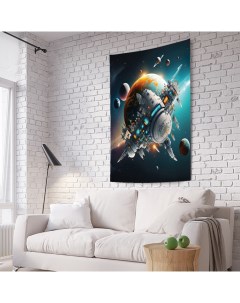 Вертикальное фотопанно Спутник в космосе из ткани 100х150 см Joyarty