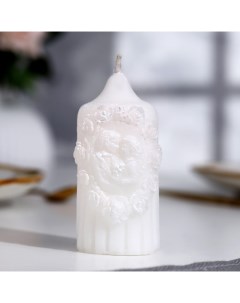 Свеча цилиндр свадебная Жених и невеста 9х4 5 см белая с блеском домашний очаг Мастерская «свечной двор»