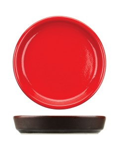 Тарелка Кармин с бортом 110х110мм керамическая красно черная Дымов