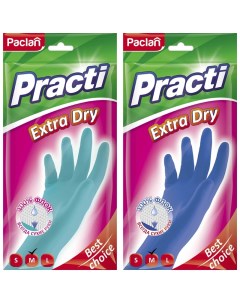 Перчатки резиновые Practi Extra Dry с хлопковым напылением р M 407340 20 пар Paclan