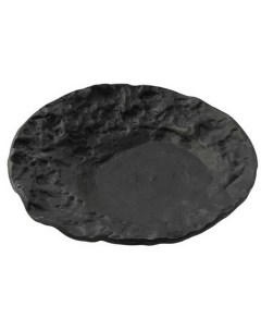 Тарелка Кратер 230х230х40мм стеклянная черная матовая Pordamsa