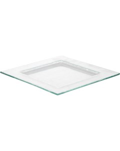 Тарелка квадратная Бордер 255х253х15мм стеклянная прозрачная Bdk