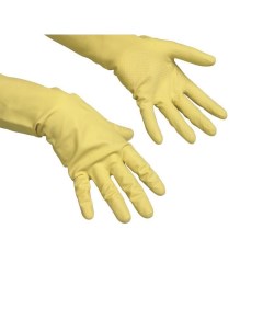 Перчатки латексные Contract с хлопковым напылением р10 XL желтые 102588 50пар Vileda