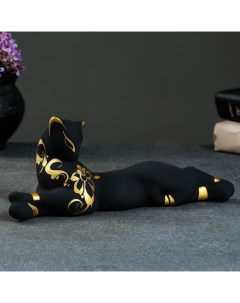 Фигура Кошка Багира лежачая роспись черная 7х27х10см Хорошие сувениры