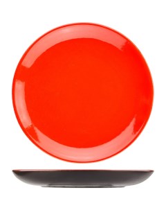 Тарелка Кармин плоская 210х210мм керамическая красно черная для вторых блюд Дымов