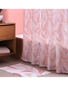 Занавеска штора Akvarel для ванной комнаты тканевая 180х180 см цвет розовый белый Moroshka