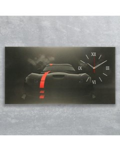 Часы картина настенные серия Автомобили Чёрный спорткар 50 х 100 см микс стрелок Nobrand