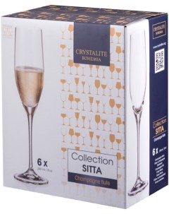 Бокалы для шампанского Sitta 240 мл 6шт Crystalite bohemia