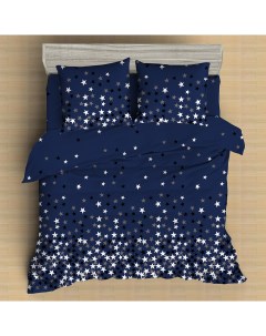 Комплект постельного белья Мако сатин 2 спальный микрофибра звезды синий Amore mio