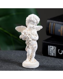 Фигура Ангелочек с букетом позолота 10х4х4см Хорошие сувениры