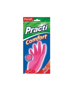 Перчатки резиновые Practi Comfort р 8 М розовые 1 пара 407120 407271 100 уп Paclan