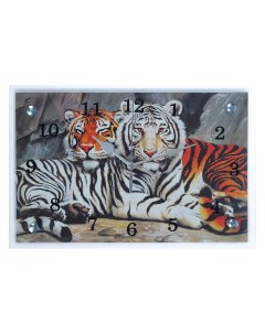 Часы картина настенные серия Животный мир Тигры 20х30 см Сюжет