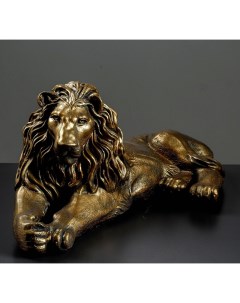 Фигура Лев на отдыхе левый золото 70х35х25см Хорошие сувениры