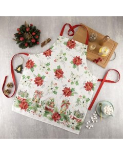 Фартук Christmas red flowers 60х70см 100 хл саржа 190 гр м2 Этель