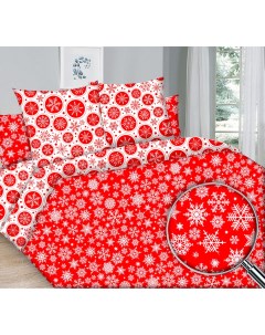 Комплект постельного белья бязь полутораспальный 58191202 Снег на красном 1нав Котбаюн