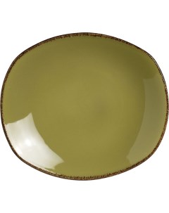 Тарелка Террамеса Олива мелкая овальная 260х230х25мм фарфор оливковый Steelite