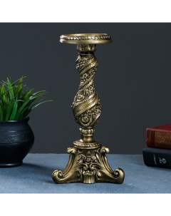 Подсвечник с цветами золото 13х13х28 см для свечи d 2 см Хорошие сувениры