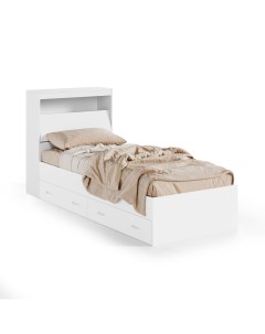 Кровать Виктория 90х200 белая с блоком и ящиками Ruhome24