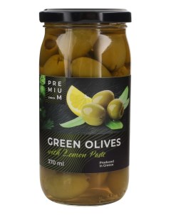 Оливки зеленые с лимоном 370 мл Premium club